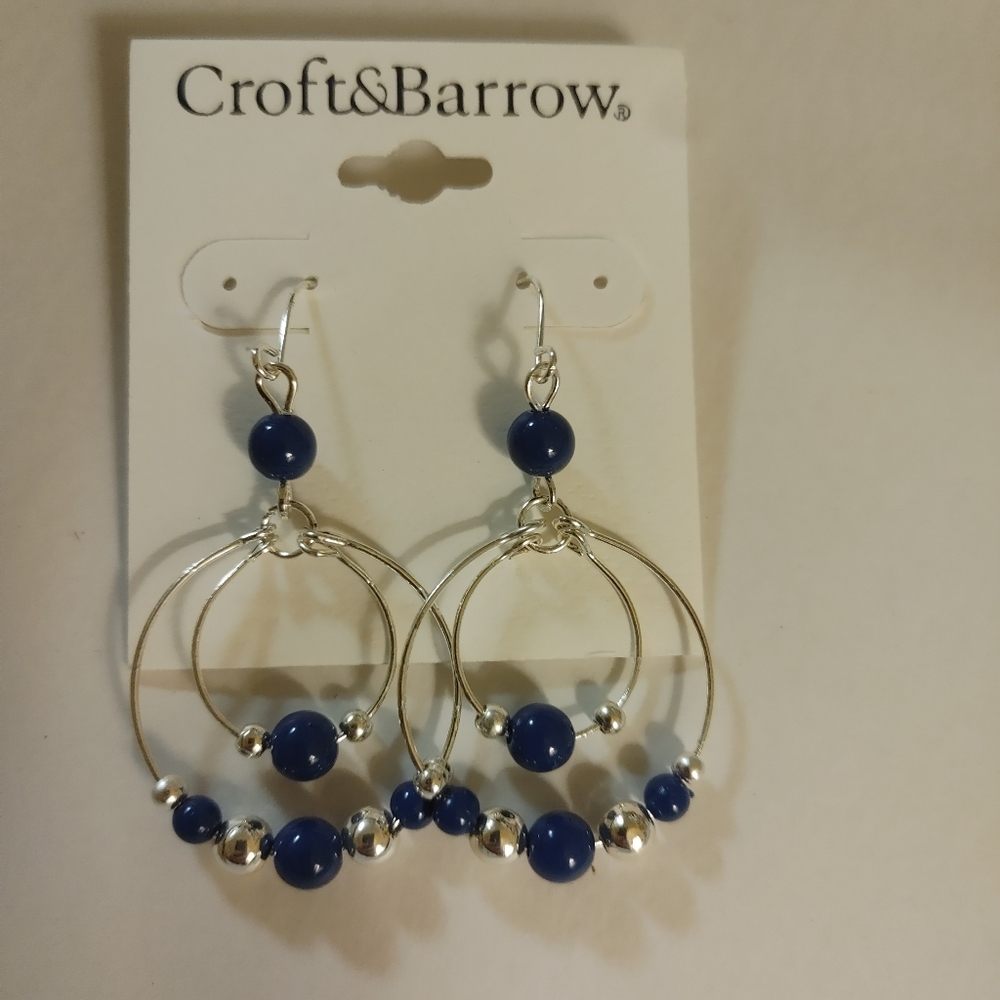 Croft & Barrow Silver and Deep Blue Dangle Earrings